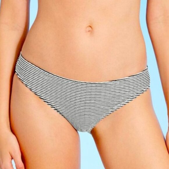 SHADE & SHORE black & white ribbed hipster bikini - Picture 1 of 3